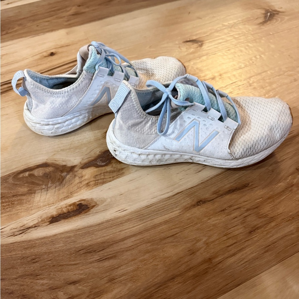 New Balance Cream and Light Blue Athletic Shoes